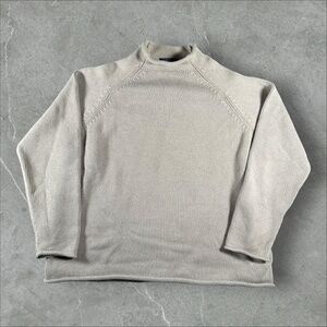 J.CREW Roll Neck Sweater Mens XL Beige Mock Neck Ribbed Knit Classic Minimalist